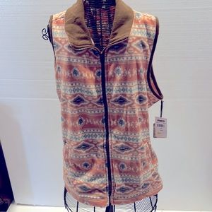 Legacy Falls for Her Women Pink Vest Large Western Country Zipper Vest NWT